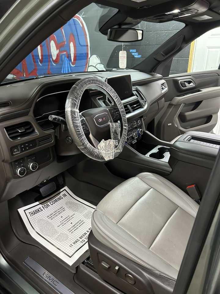 Clean grey GMC SUV interior